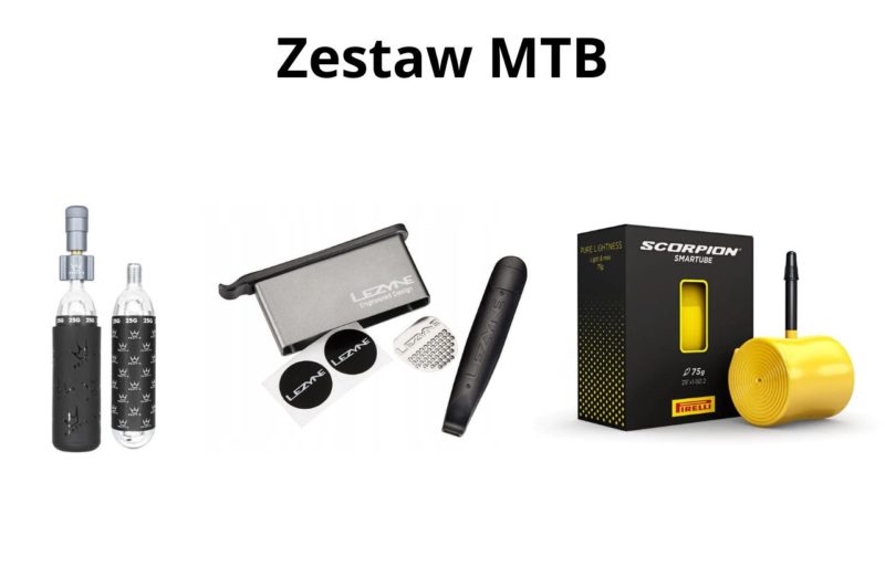Zestaw techniczny do dętek + pompka CO2 + dętka (MTB)